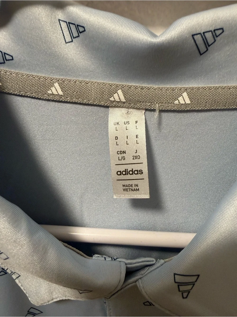 Adidas Men’s Wonder Blue Ultimate 365 Performance Polo. Printed Pattern. Large